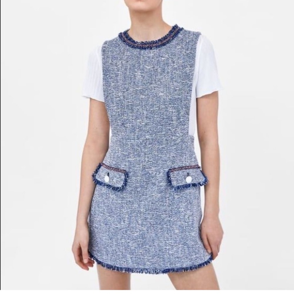 Zara blue tweed mini dress